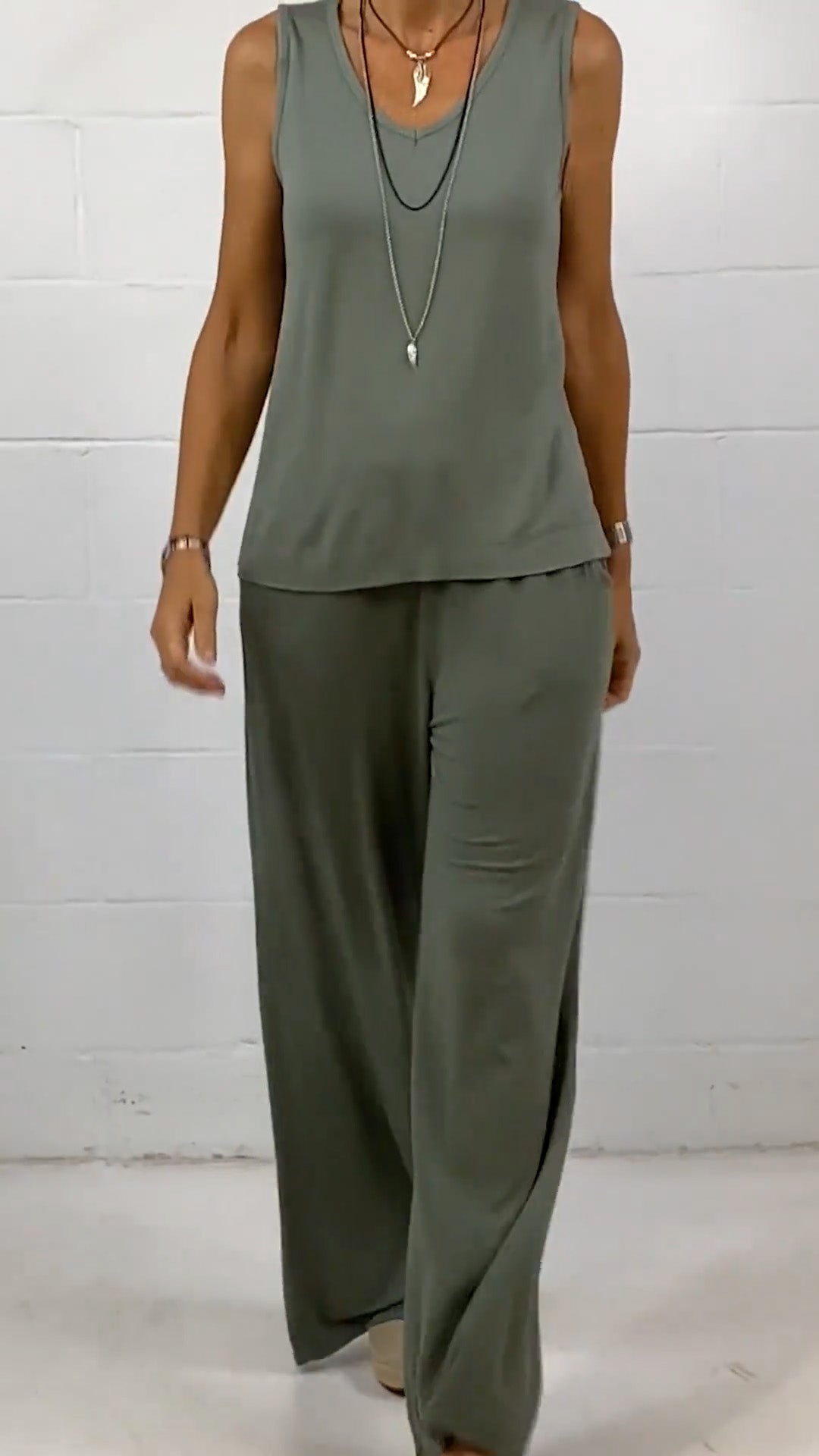 Spring Sleeveless Crewneck Loose Two-piece Set
