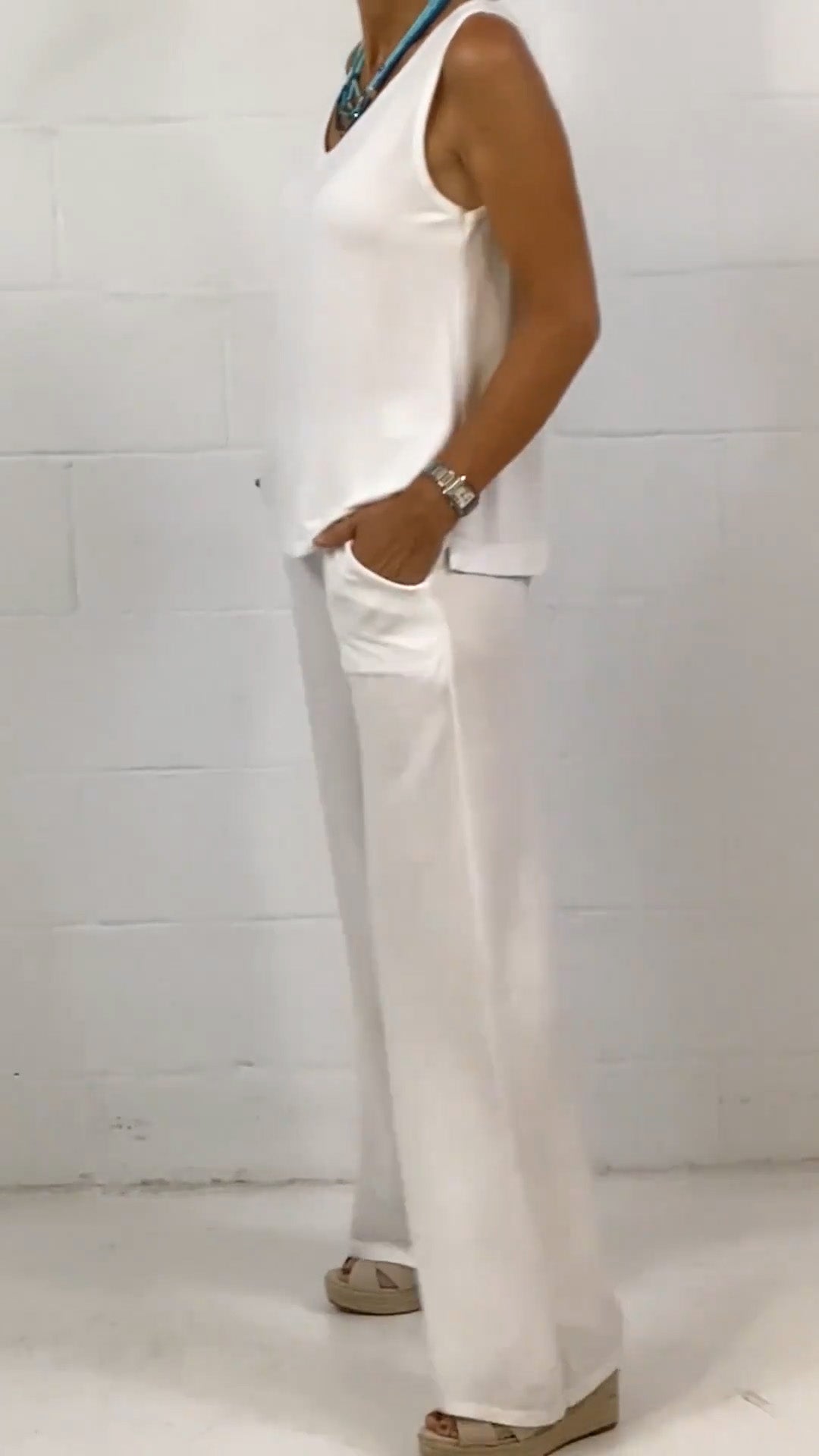 Spring Sleeveless Crewneck Loose Two-piece Set