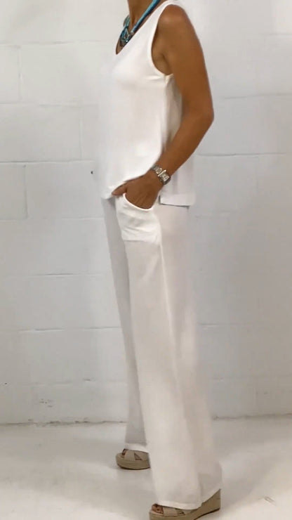Spring Sleeveless Crewneck Loose Two-piece Set