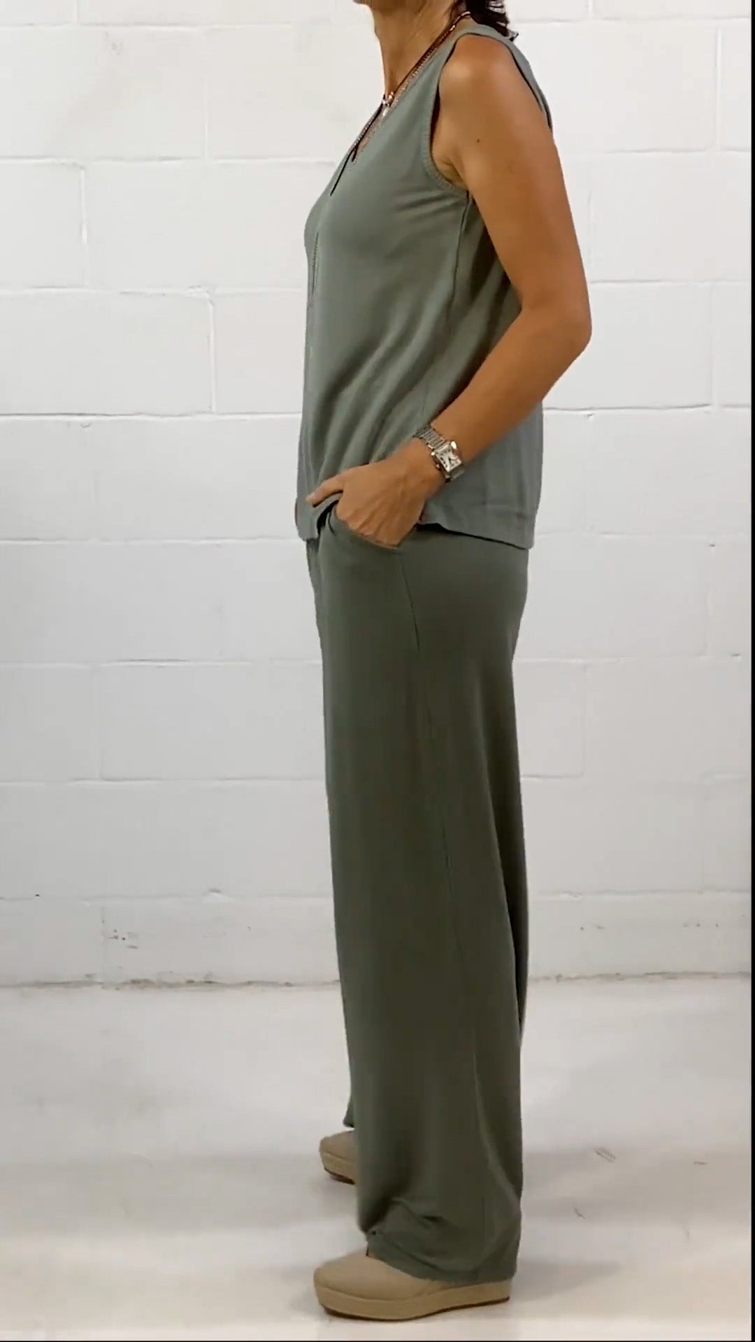 Spring Sleeveless Crewneck Loose Two-piece Set
