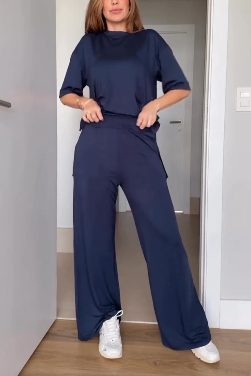 Short Sleeved Color Two-piece Set