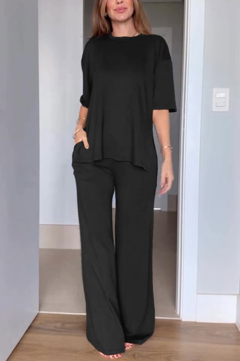 Short Sleeved Color Two-piece Set