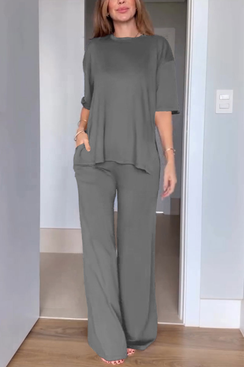 Short Sleeved Color Two-piece Set