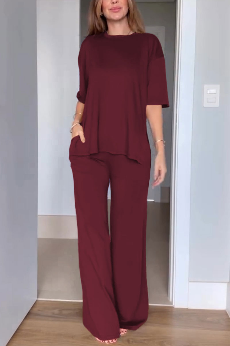 Short Sleeved Color Two-piece Set