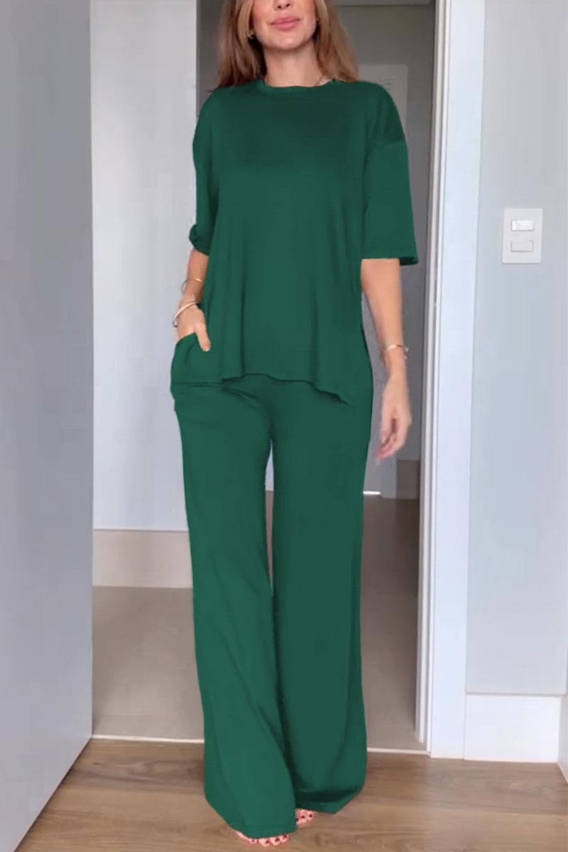Short Sleeved Color Two-piece Set