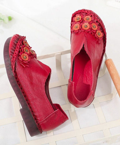 Unique Splicing Flat Shoes for Red Cowhide Leather Ly0172