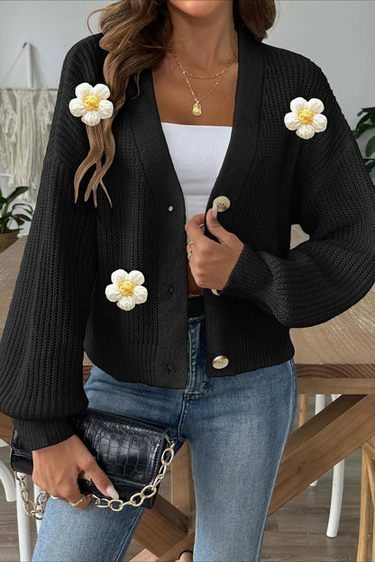 Short Knit Long Sleeve Cardigan