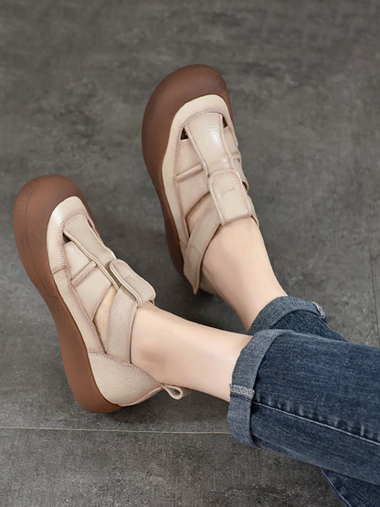 Summer Leather Flat Shoes Aa1049