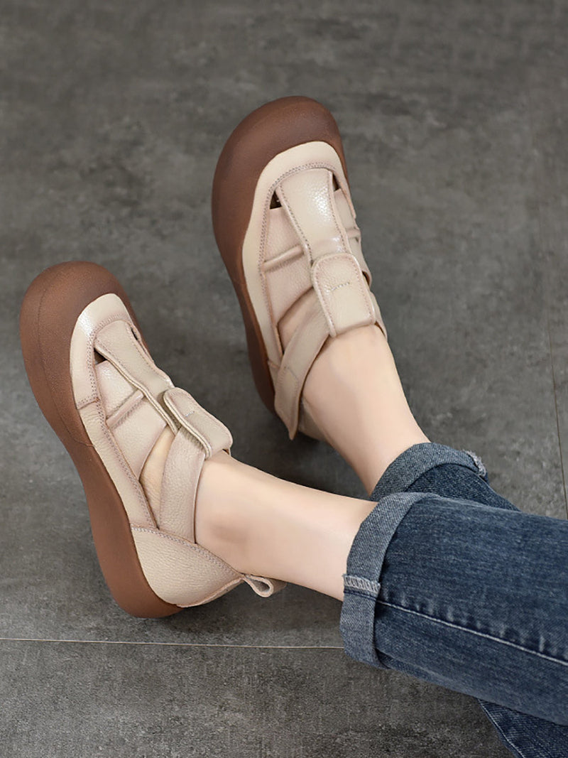 Summer Leather Flat Shoes Aa1049