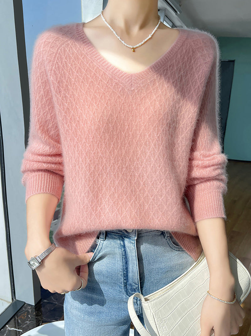 Autumn Cashmere Knit V-neck Sweater Ak1040