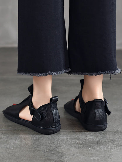 Summer Leather Open-toe Flat Shoes Bn1011