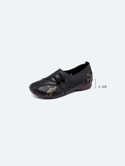Colorblock Cutout Leather Low Heel Shoes Xx1048