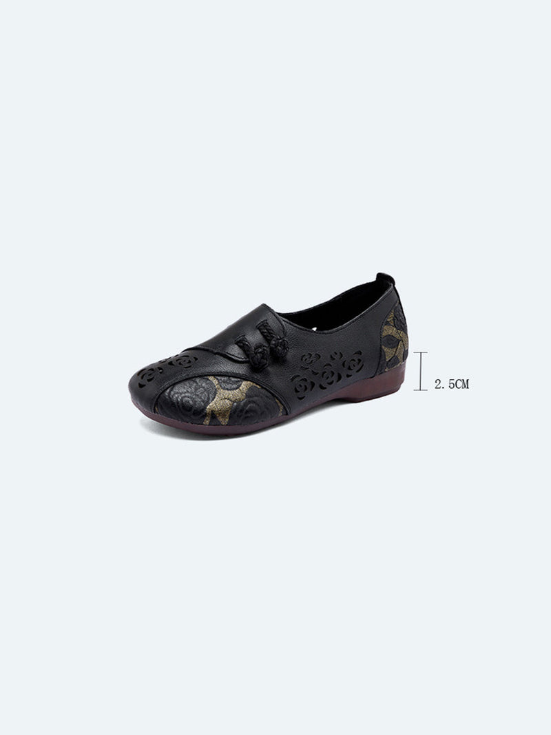 Colorblock Cutout Leather Low Heel Shoes Xx1048