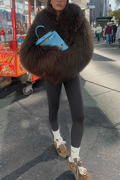Open Front Winter Faux Fur Teddy Coat