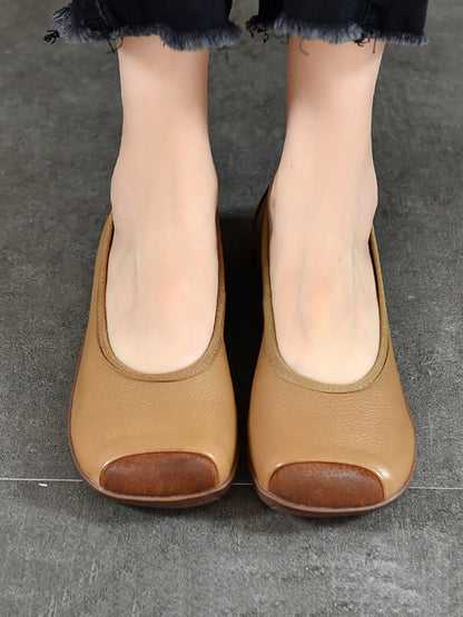 Summer Soft Leather Colorblock Flat Shoes Rr1021