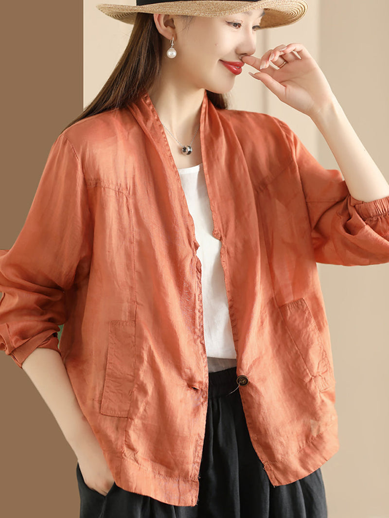 Summer Ramie Thin Cardigan Shirt Coat Sc1056