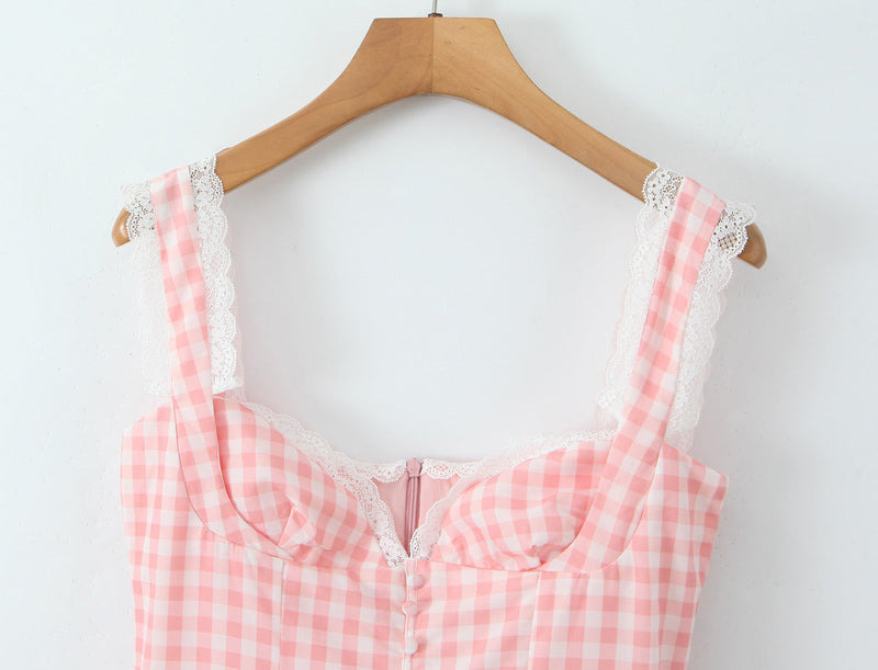 Pink Plaid Mini Dress