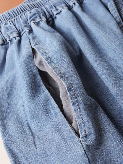 Summer Buckle Wide-leg Denim Pants Cx031
