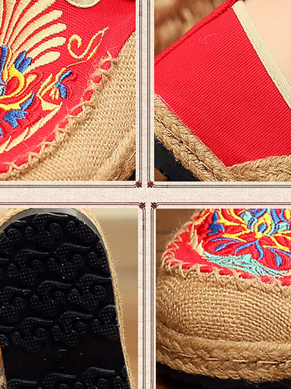 Summer Embroidery Cloth Linen Flat Shoes Ah1011