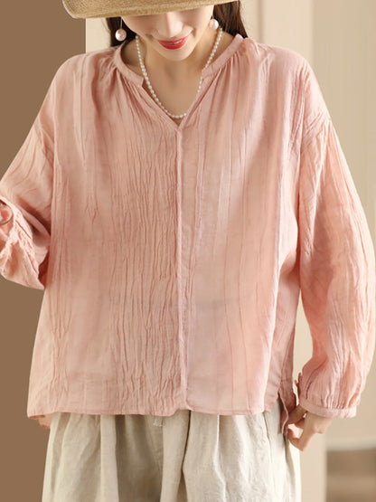 Spring Ramie V-neck Blouse Co1013