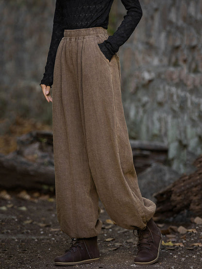 Autumn Loose Ramie Cuffed Pants At1013