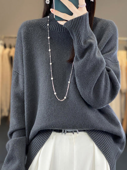 Autumn Turtleneck 100%wool Sweater Qu012