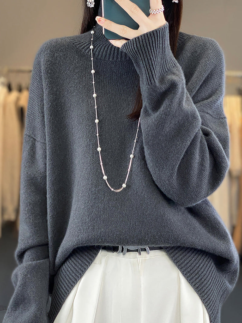 Autumn Turtleneck 100%wool Sweater Qu012