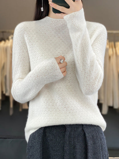 Autumn Knit 100%wool O-neck Sweater Wu010