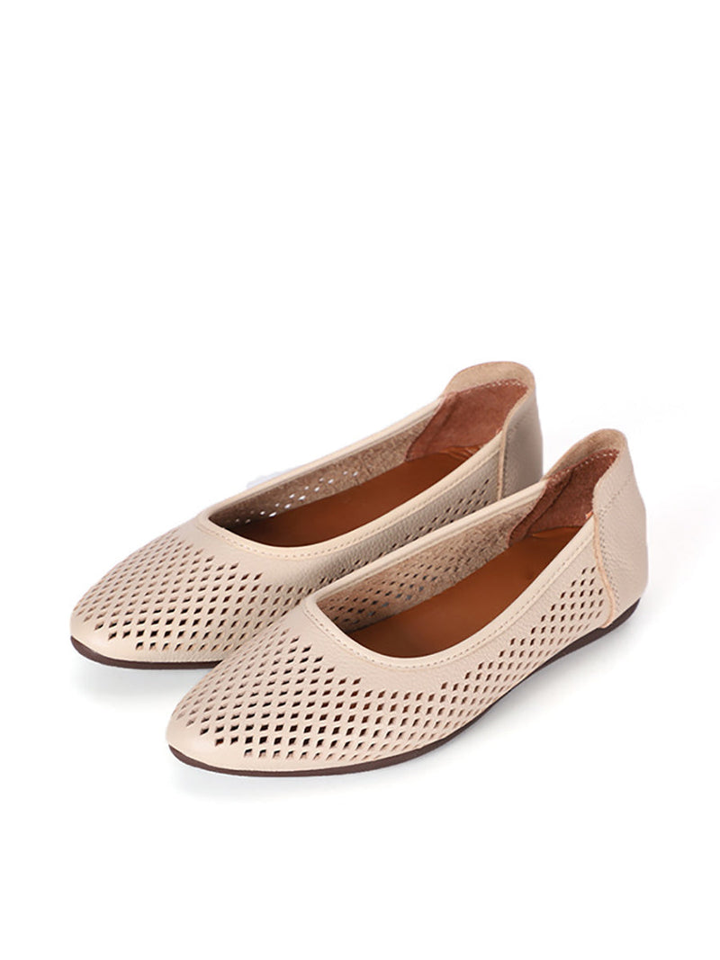 Summmer Soft Leather Cutout Flat Sandals Fg1028