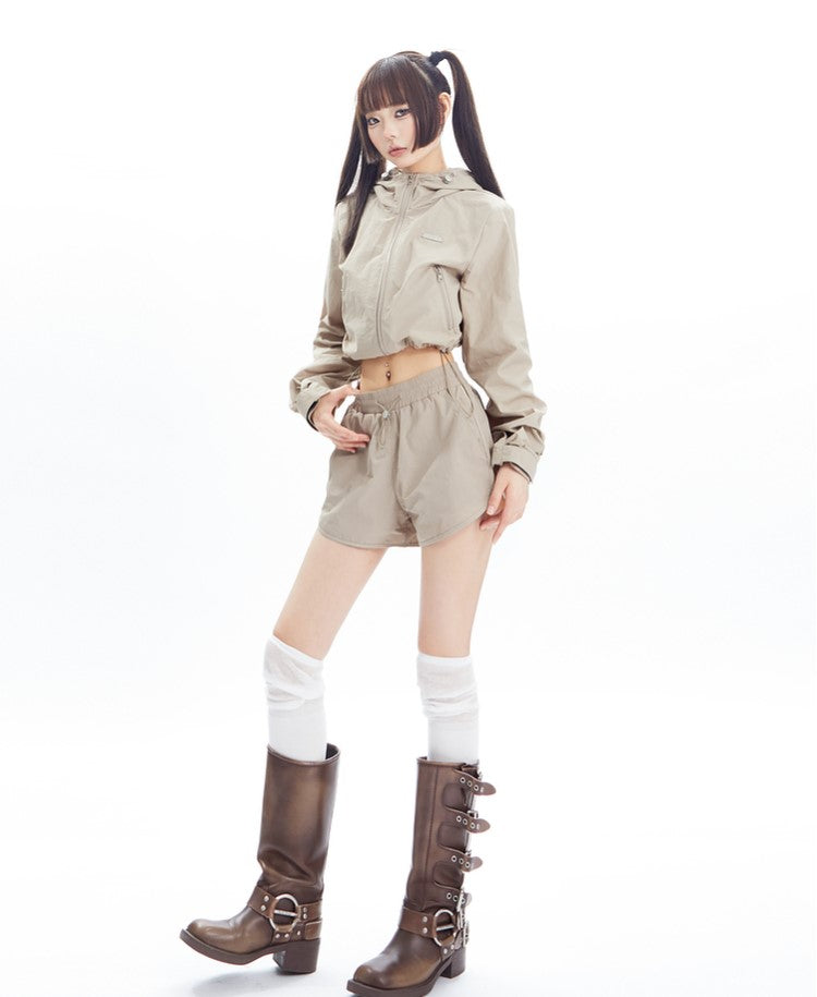 Sports Style Short Jacket and Shorts