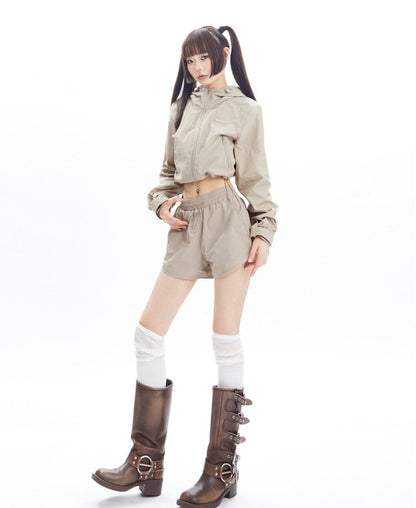 Sports Style Short Jacket and Shorts