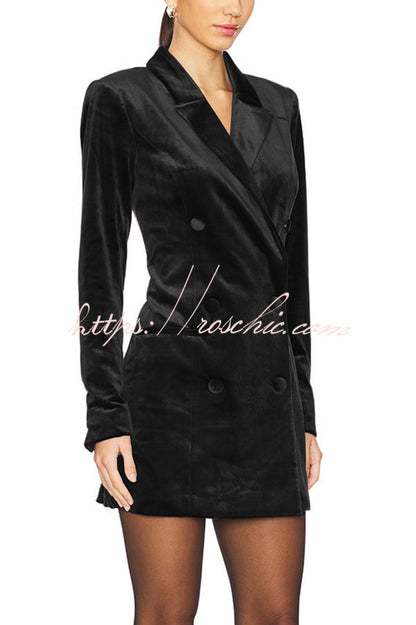 Holiday Soiree Color Velvet Lapel Long Sleeve Blazer Mini Dress