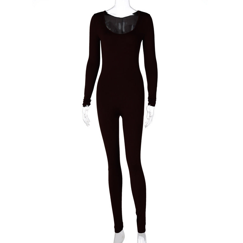 Clothing Autumn Long Sleeve Slim Fit Hip Raise Leggings Jumpsuit for