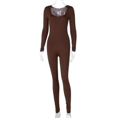 Clothing Autumn Long Sleeve Slim Fit Hip Raise Leggings Jumpsuit for