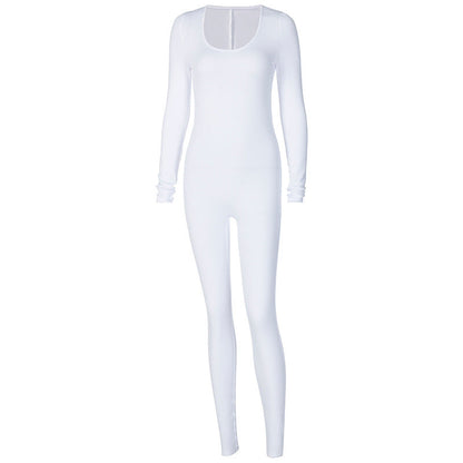 Clothing Autumn Long Sleeve Slim Fit Hip Raise Leggings Jumpsuit for