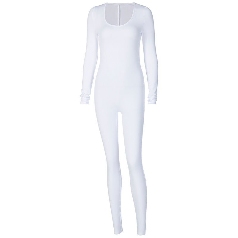 Clothing Autumn Long Sleeve Slim Fit Hip Raise Leggings Jumpsuit for