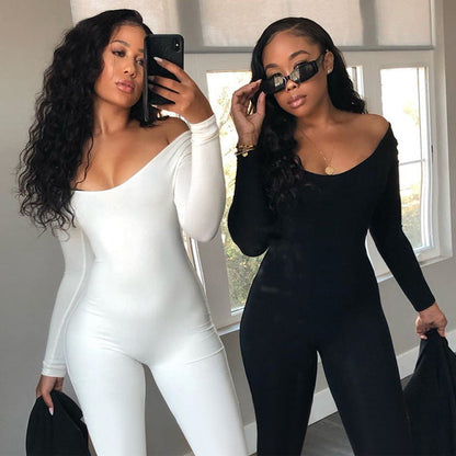 Clothing Autumn Long Sleeve Slim Fit Hip Raise Leggings Jumpsuit for