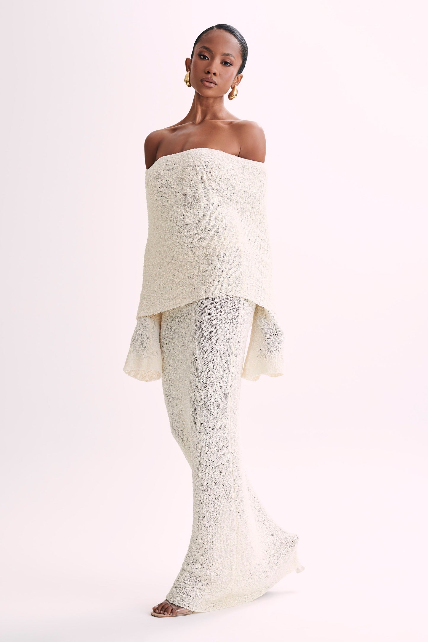 Isobella Off Shoulder Boucle Maxi Dress