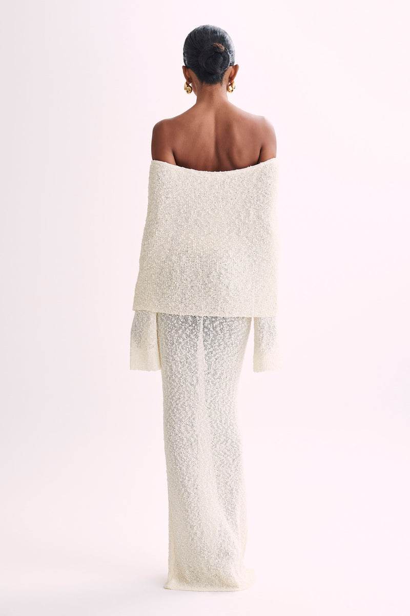 Isobella Off Shoulder Boucle Maxi Dress