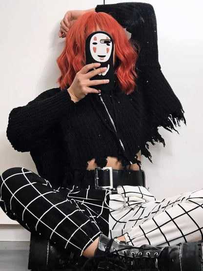 Contrast Cargo Pant for Loose Hight Waist Plaid Jogging Trousers Sporty Pants Elasticity Sportpants Summer