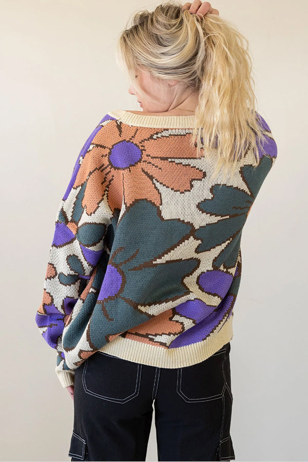 Multicolor Pattern Knitted Sweater