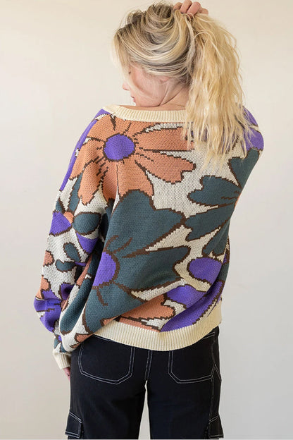 Multicolor Pattern Knitted Sweater