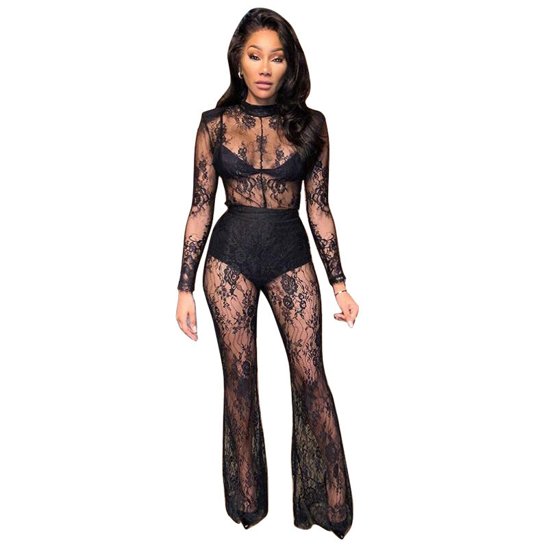 Lace See Through Nightclub Jumpsuit