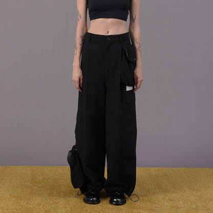 Detachable Pockets Wide-leg Cargo Pants