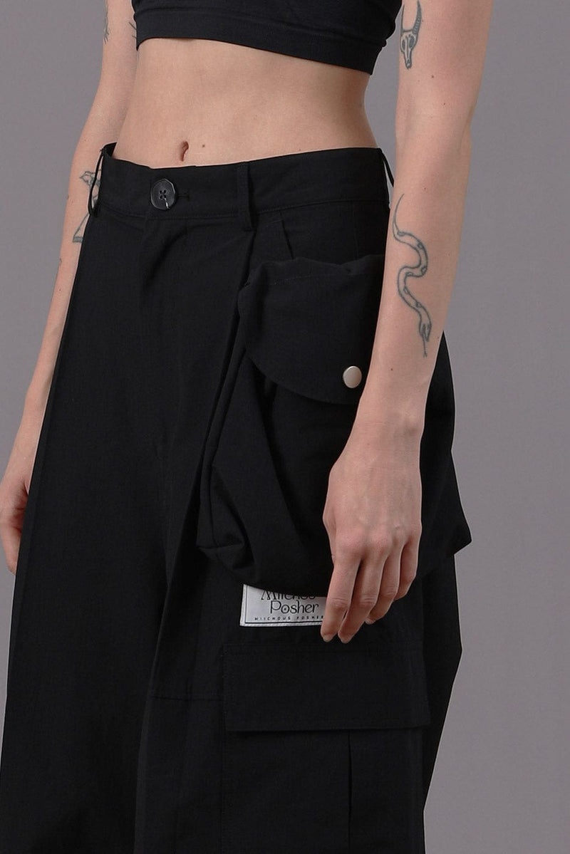 Detachable Pockets Wide-leg Cargo Pants