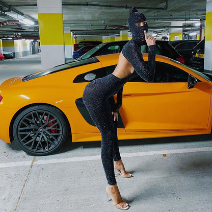 Summer Clothing Popular Long Sleeve Turtleneck Backless One-piece Trousers Sports Jumpsuit Gift Head