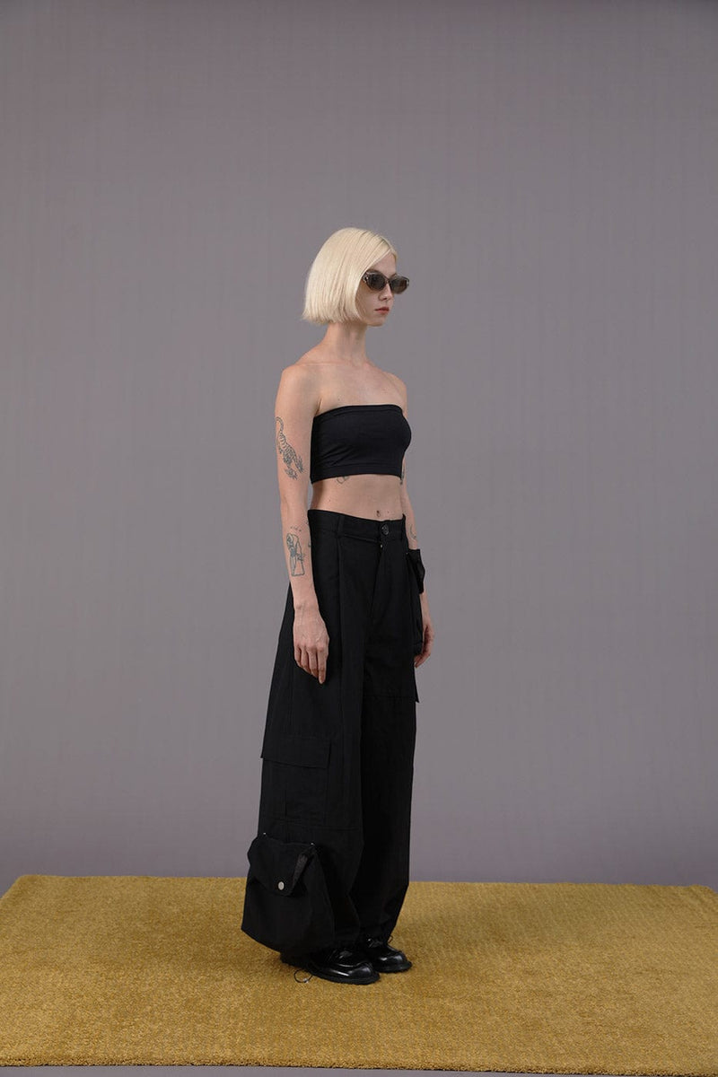 Detachable Pockets Wide-leg Cargo Pants