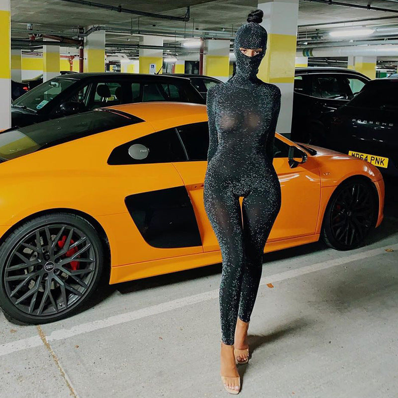 Summer Clothing Popular Long Sleeve Turtleneck Backless One-piece Trousers Sports Jumpsuit Gift Head