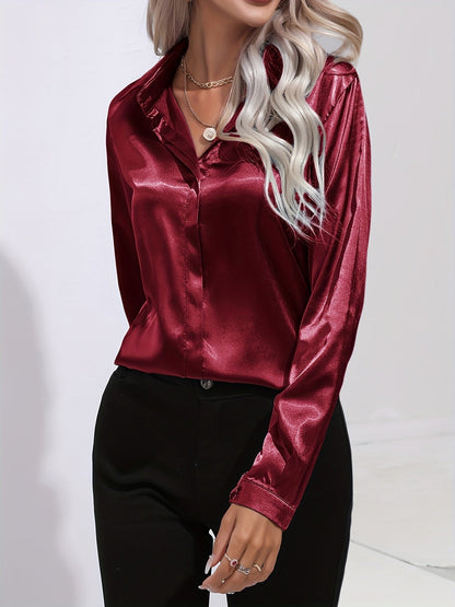 Sarah | ’s Button Down Long Sleeve Satin Blouses