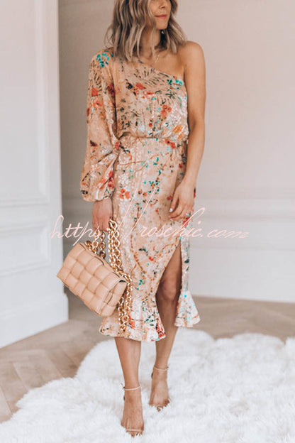 Spring Has Sprung Print One Shoulder Dress